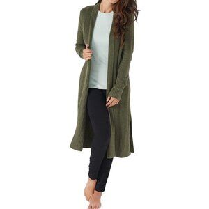 Barefoot Dreams Catalina Long Cardigan in Olive Green Sweater Size Petite Medium